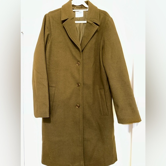 Old Navy Jackets & Blazers - Old Navy Olive Trench Car Coat Size Large Tall EUC